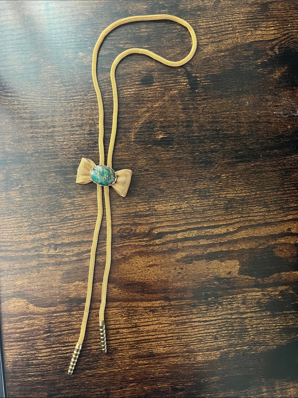 Gold Tone Mesh Bolo Tie